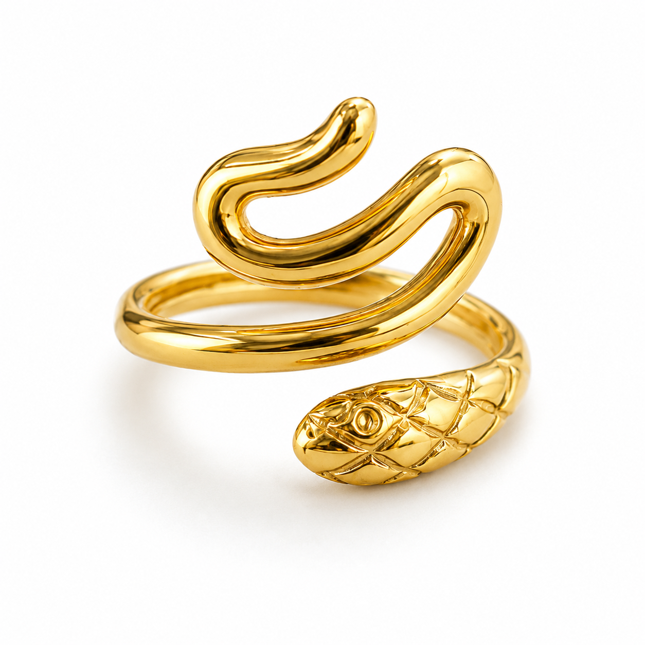 Raannii - Ring Gold Plated Snake Wrap Adjustable Ring for Women Designer Serpent Statement Ring