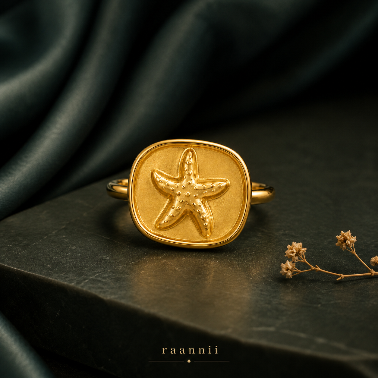 Raannii Ring - Gold Starfish Statement Ring for Women