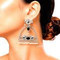 Raannii Earrings – Oxidised Peacock Design Ethnic Dangler Earrings with Pearl Drops