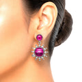 Raannii Earrings - Magenta Stone Sun Design Drop Earrings for Women