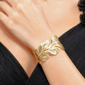Raannii Bracelet- Gold Plated Leaf Design Cuff Bracelet for Women