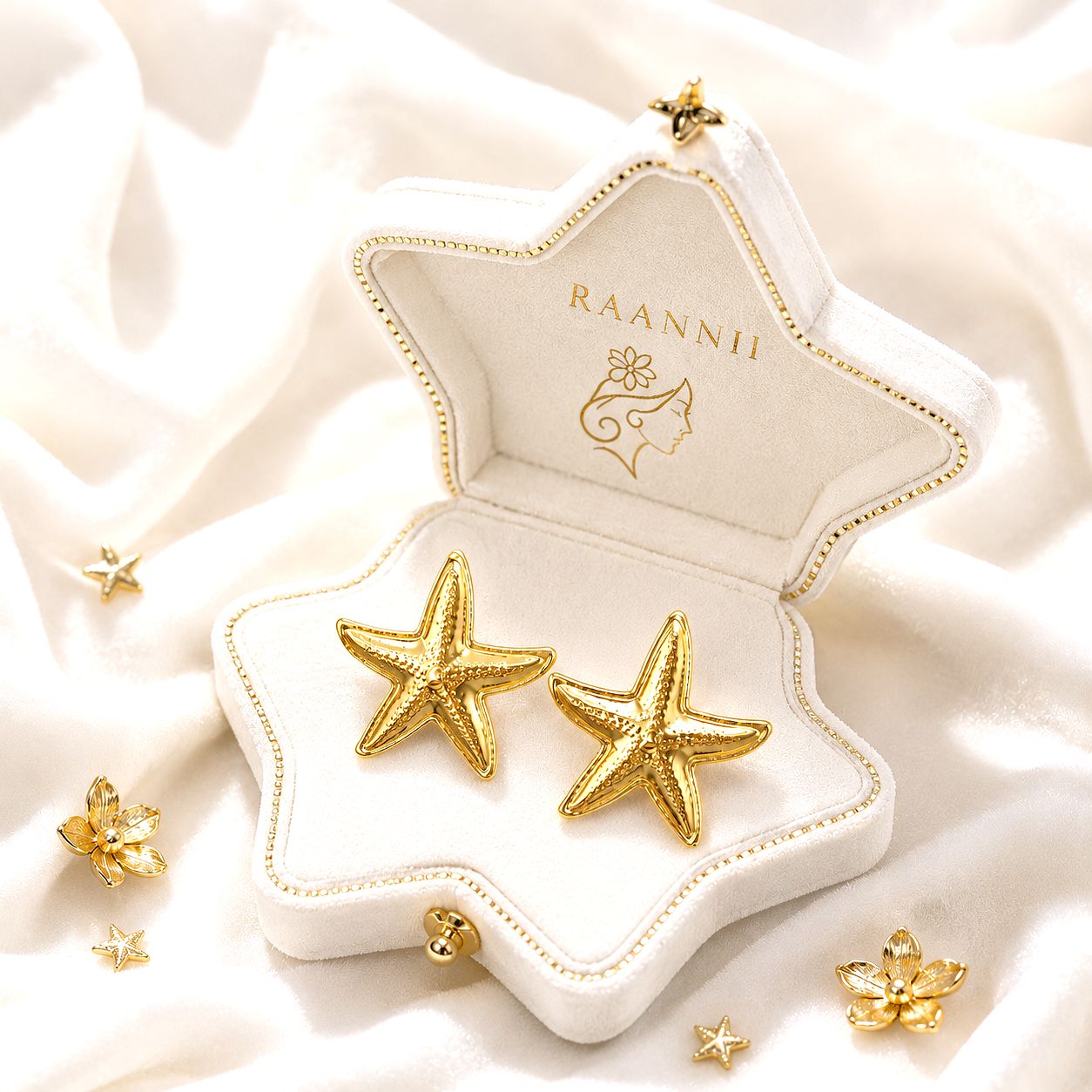 Raannii Earrings - Gold Plated Starfish Stud Earrings for Women