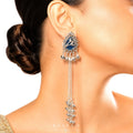 Raannii Royal Blue Kashmiri Long Chain Earrings