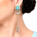 Raannii Turquoise Kashmiri Long Chain Earrings
