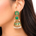 Raannii Earrings – Emerald Green Stone Jhumka Dangler Earrings for Women