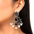 Raannii Black Lotus Earrings – Oxidised Pearl Drop Statement Earrings