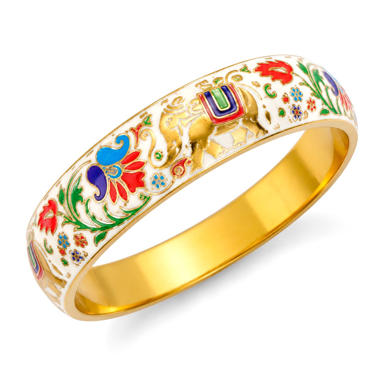 Raannii Floral Printed Enamel Bangles (Pair) – Designer Ethnic Kada Set