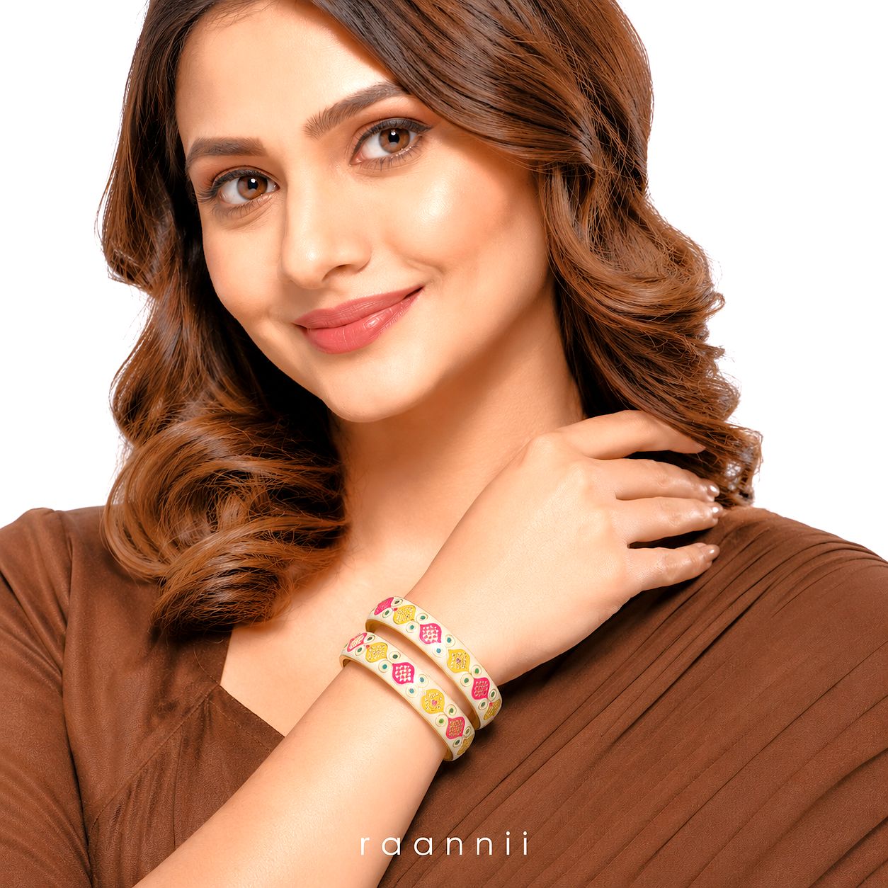 Raannii Multicolor Enamel Designer Bangles (Set of 2)