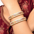 Raannii Leaf Design Multicolor Enamel Bangles (Set of 2)