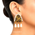 Raannii Earrings - Pearl Drop Designer Fabric Statement Earrings for Women