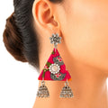 Raannii Earrings - Pink Printed Fabric Jhumka Drop Earrings for Women