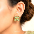 Raannii Earrings - Mint Green Flower Stud Earrings for Women Gold Plated Floral Earrings