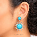Raannii Earrings - Sky Blue Stone Sun Design Drop Earrings for Women