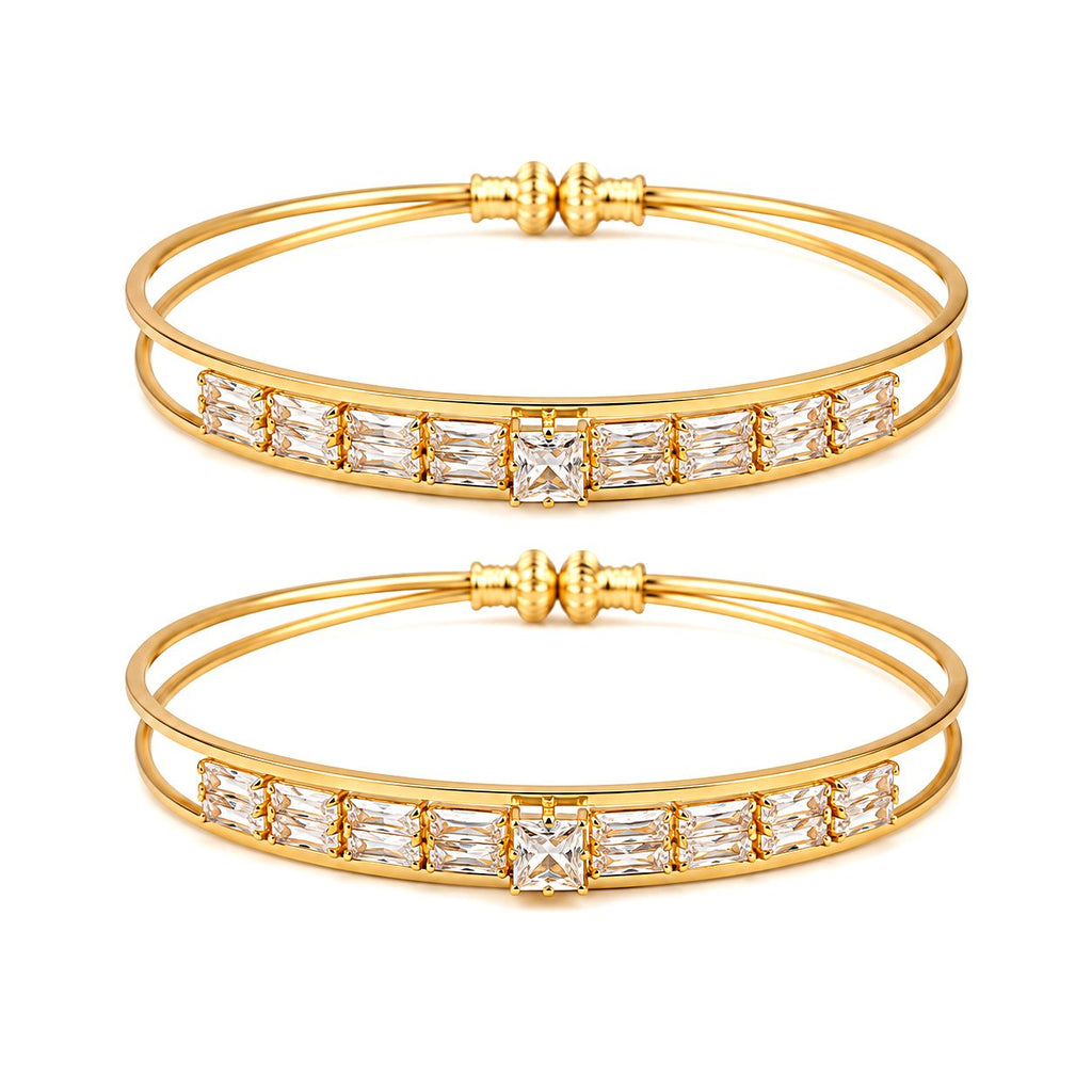Raannii Premium Crystal Studded Gold Bangles (Set of 2)