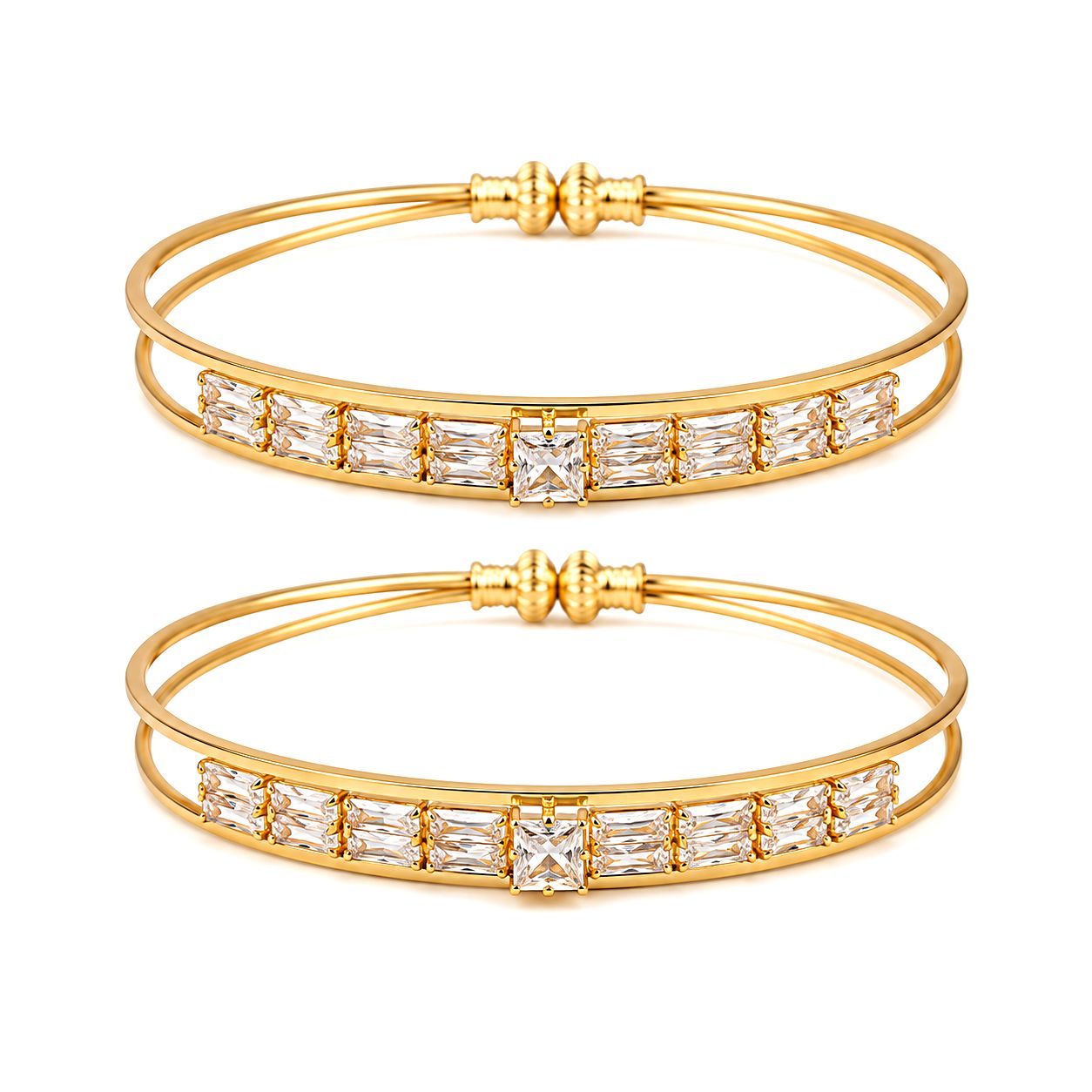 Raannii Premium Crystal Studded Gold Bangles (Set of 2)