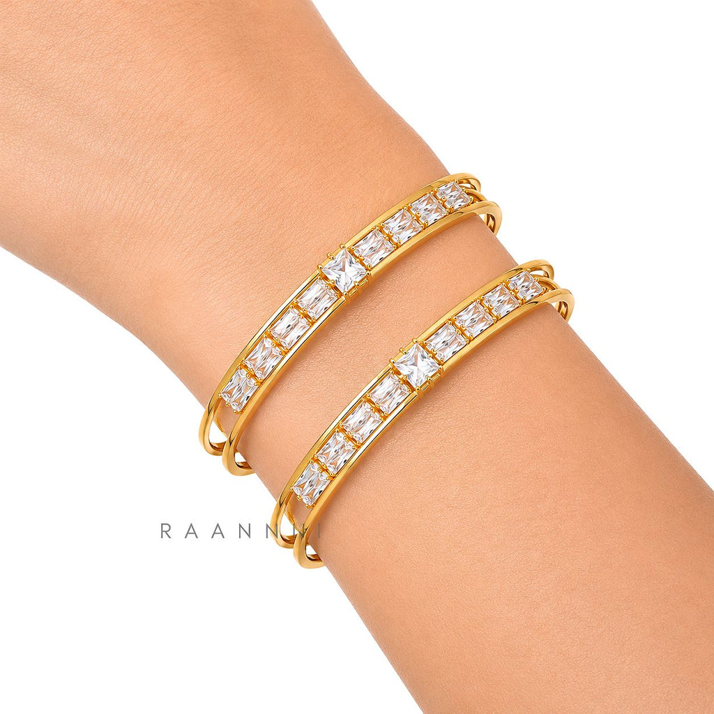 Raannii Premium Crystal Studded Gold Bangles (Set of 2)