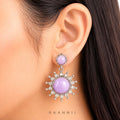 Raannii Earrings - Light Purple Stone Sun Design Drop Earrings for Women