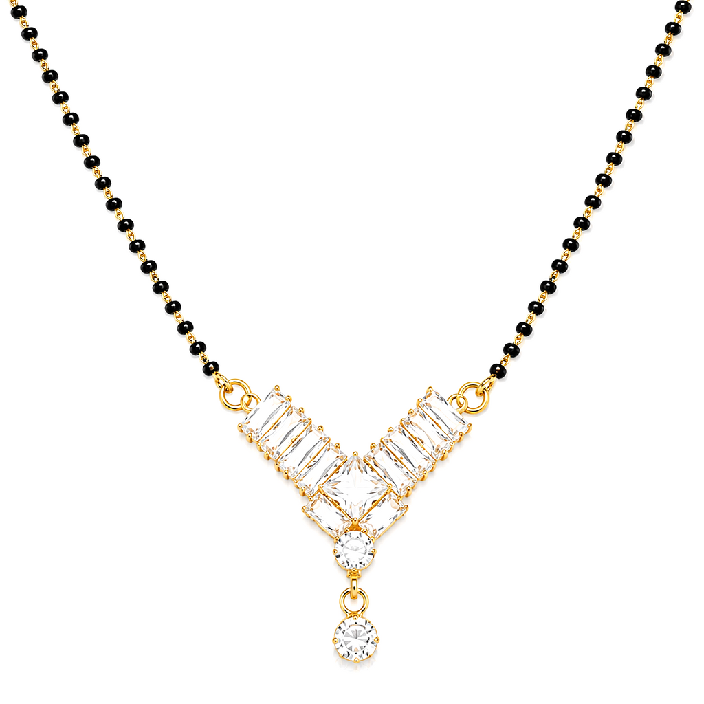 Raannii Luxury V-Shape Crystal Mangalsutra Necklace