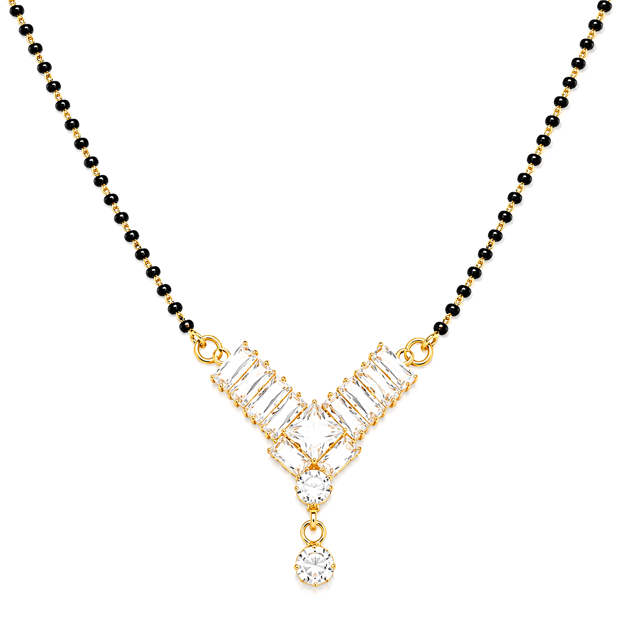 Raannii Luxury V-Shape Crystal Mangalsutra Necklace