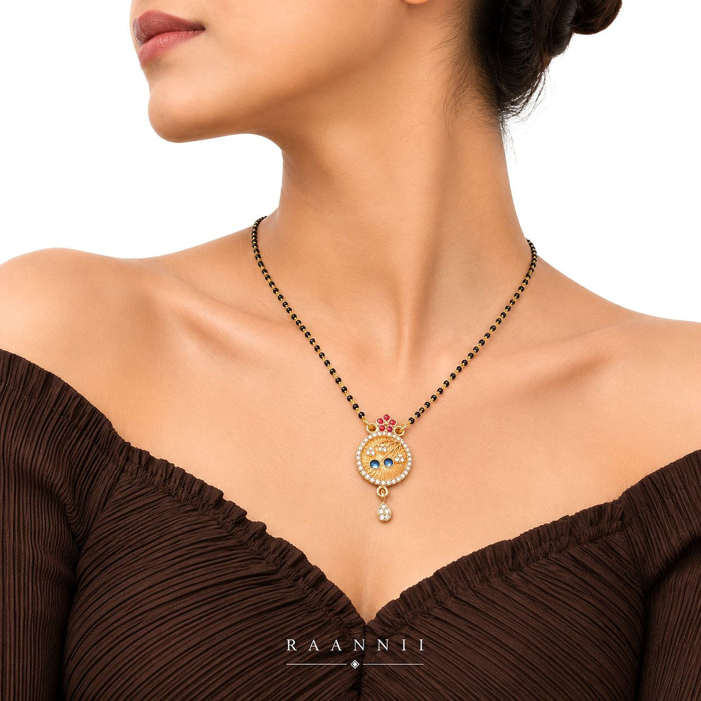 Raannii Premium Designer Mangalsutra with Round Stone Pendant