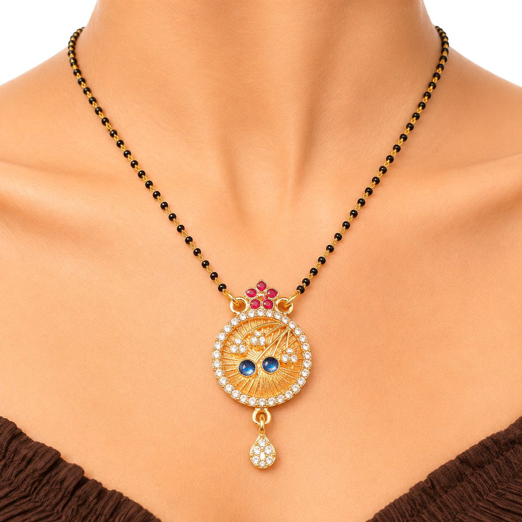 Raannii Premium Designer Mangalsutra with Round Stone Pendant