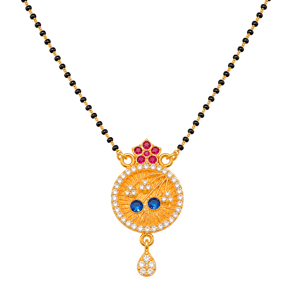 Raannii Premium Designer Mangalsutra with Round Stone Pendant