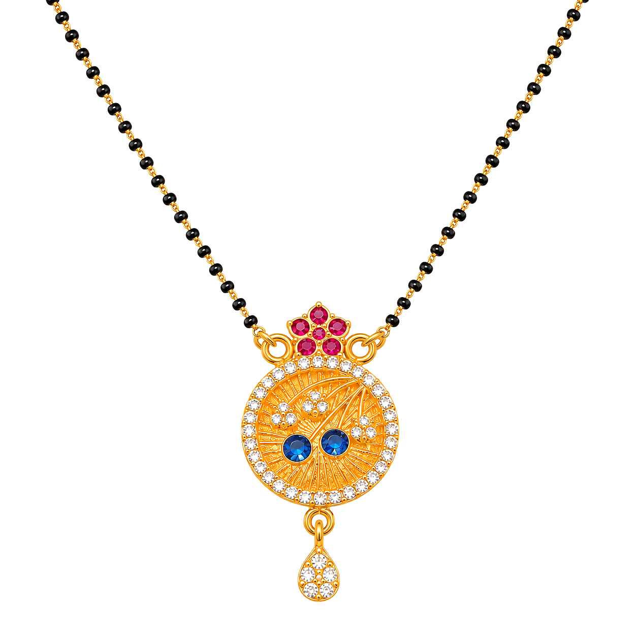 Raannii Premium Designer Mangalsutra with Round Stone Pendant