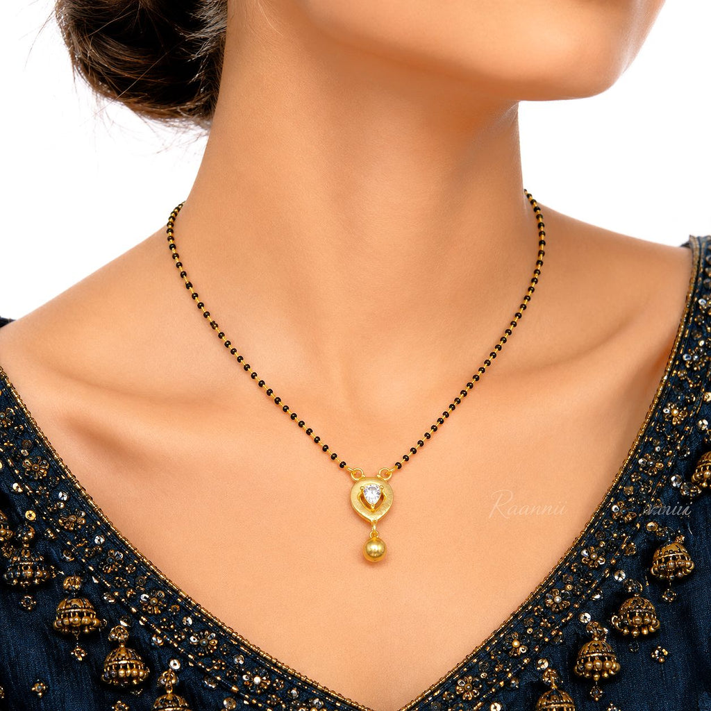 Raannii Minimal Heart Drop Mangalsutra Necklace