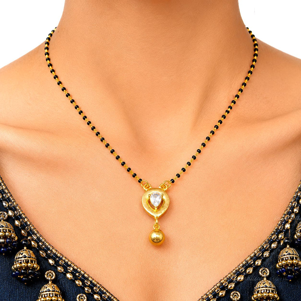 Raannii Minimal Heart Drop Mangalsutra Necklace
