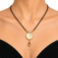 Raannii Premium Butterfly Round Mangalsutra with Ruby Drop