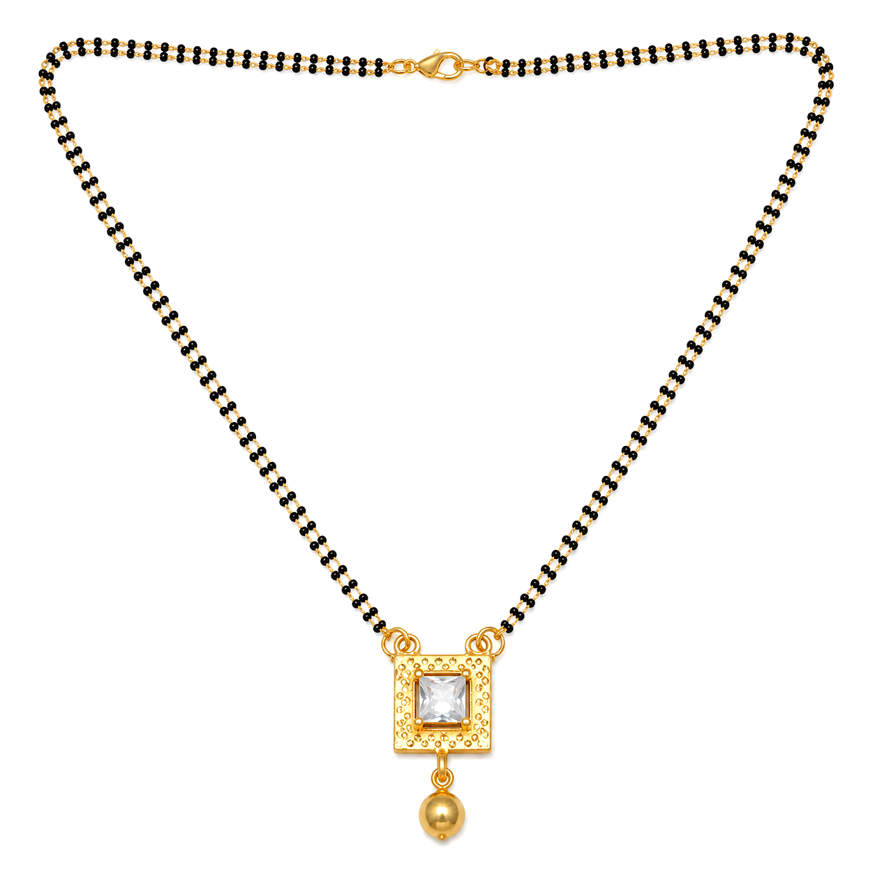 Raannii Elegant Square Pendant Mangalsutra with Pearl Drop
