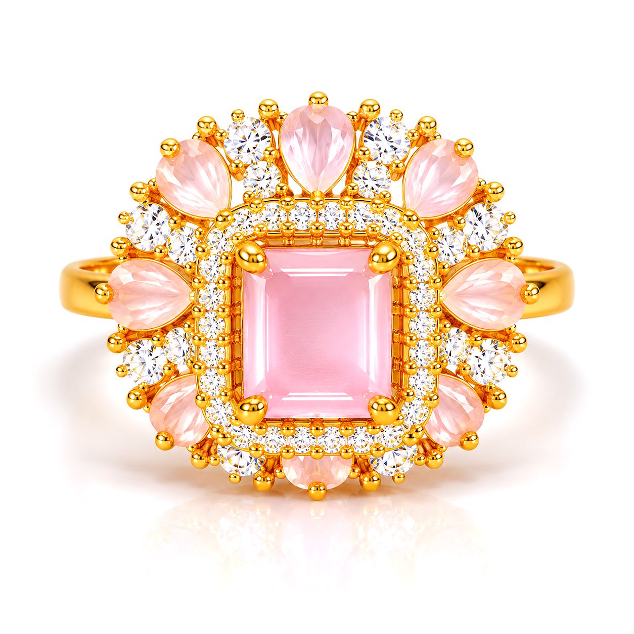 Luxury Pink Stone Ring | Designer Statement Ring for Women