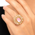 Luxury Pink Stone Ring | Designer Statement Ring for Women
