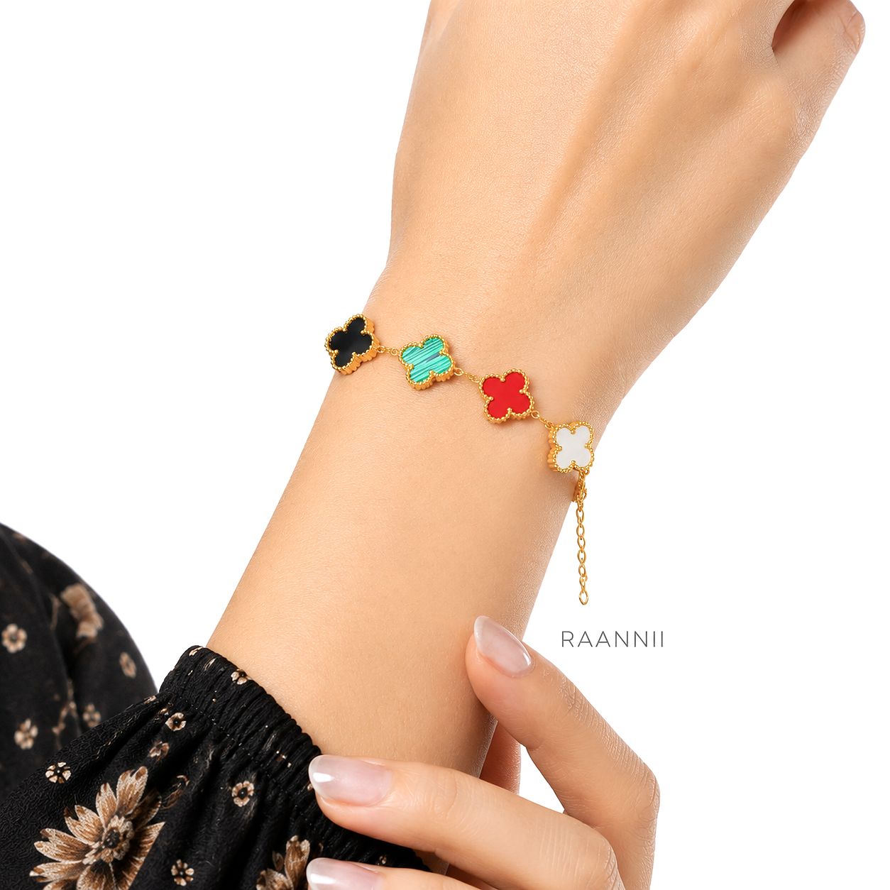 Raannii Luxury Clover Charm Bracelet (Multicolor Edition)
