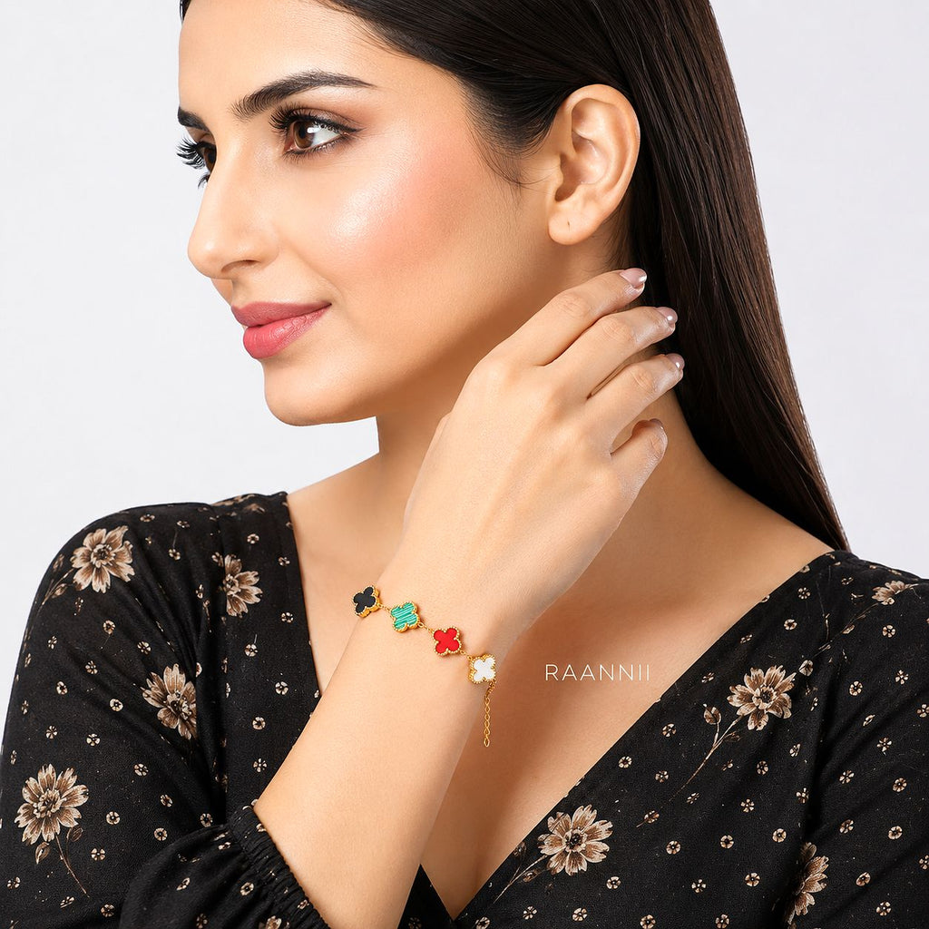 Raannii Luxury Clover Charm Bracelet (Multicolor Edition)