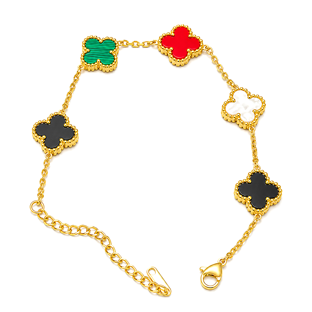 Raannii Luxury Clover Charm Bracelet (Multicolor Edition)