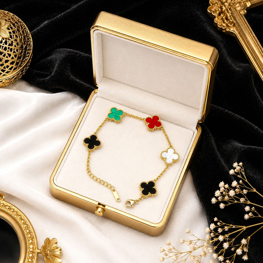 Raannii Luxury Clover Charm Bracelet (Multicolor Edition)