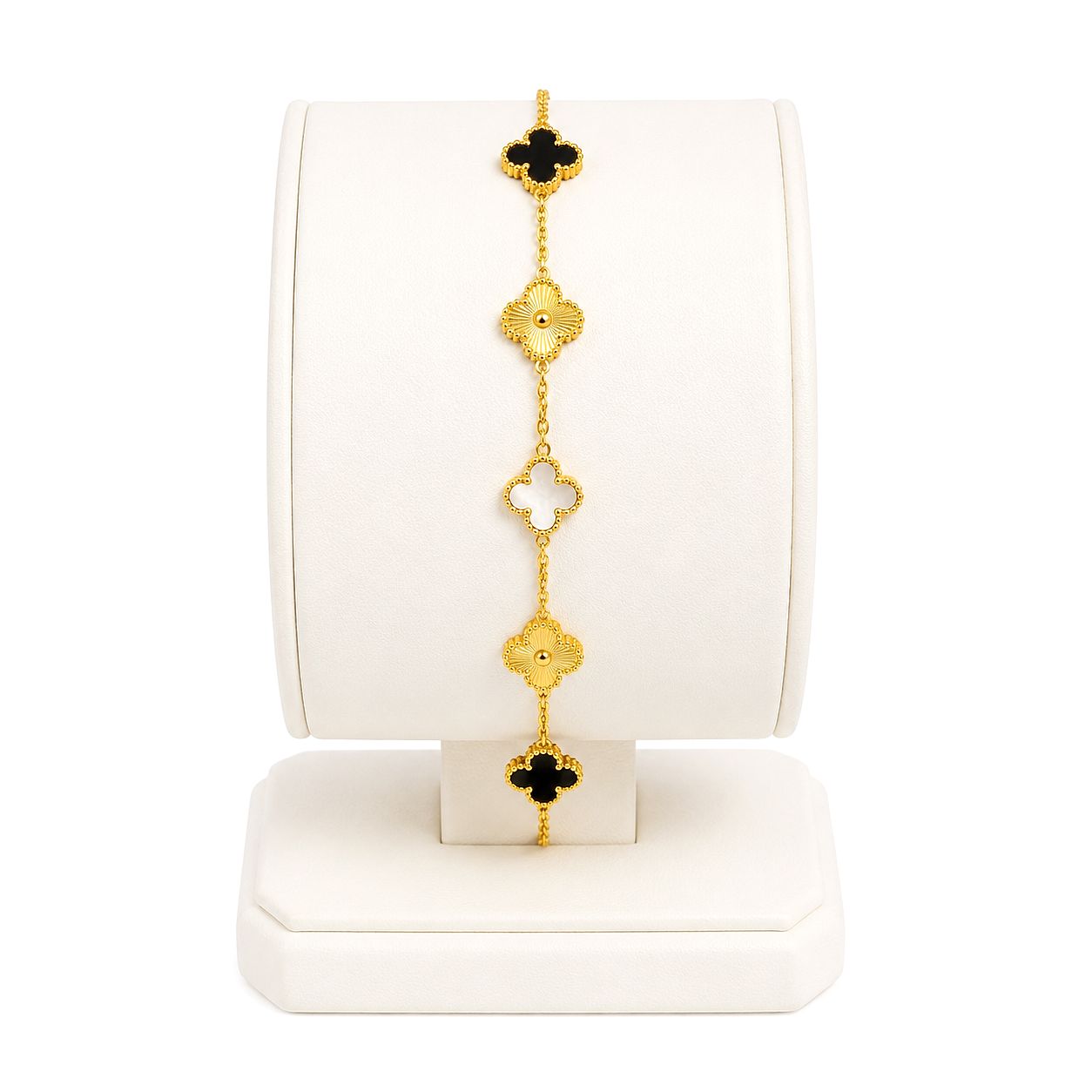 Black Clover Gold Bracelet for Women | Elegant Daily Wear Luxury Bracelet