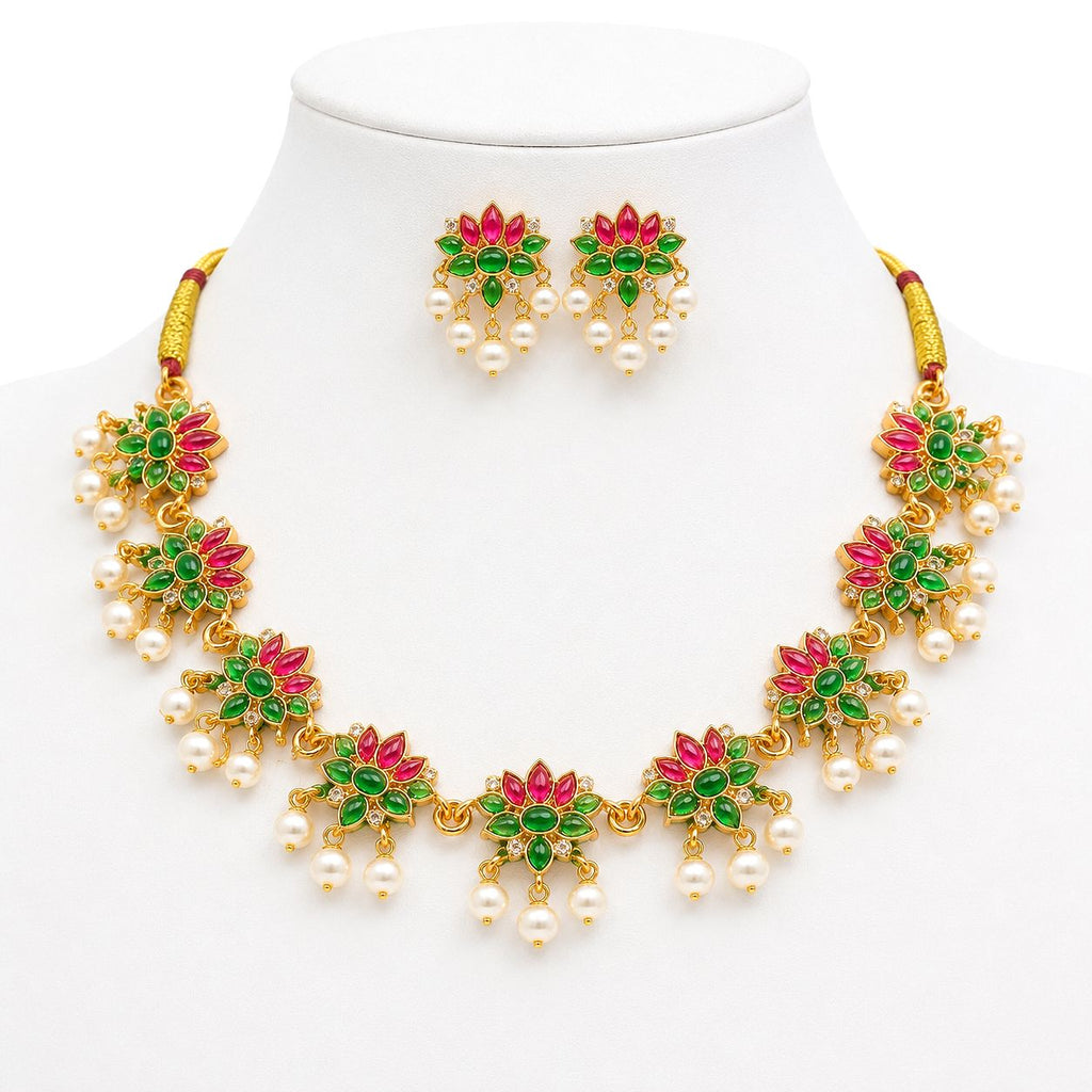 Kundan Floral Necklace Set for Women | Royal Wedding Jewelry