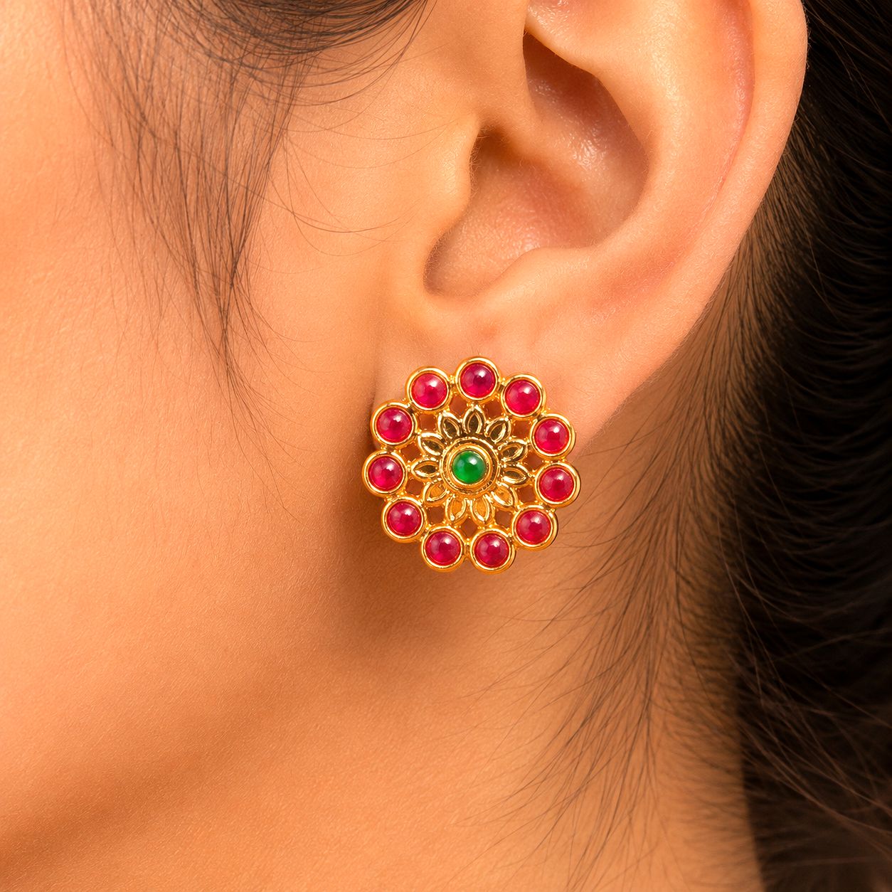 Kundan Red Green Necklace Set for Women | Bridal Wedding Jewelry