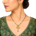Raannii Traditional Gold Mangalsutra Necklace Set (Red & Green Stone)