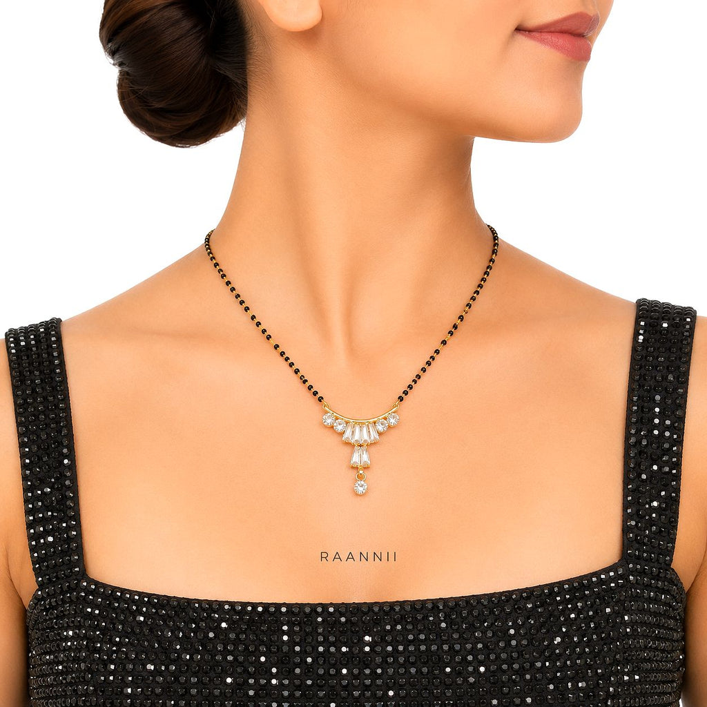 Raannii Mangalsutra Gold Plated American Diamond Pendant Mangalsutra for Women
