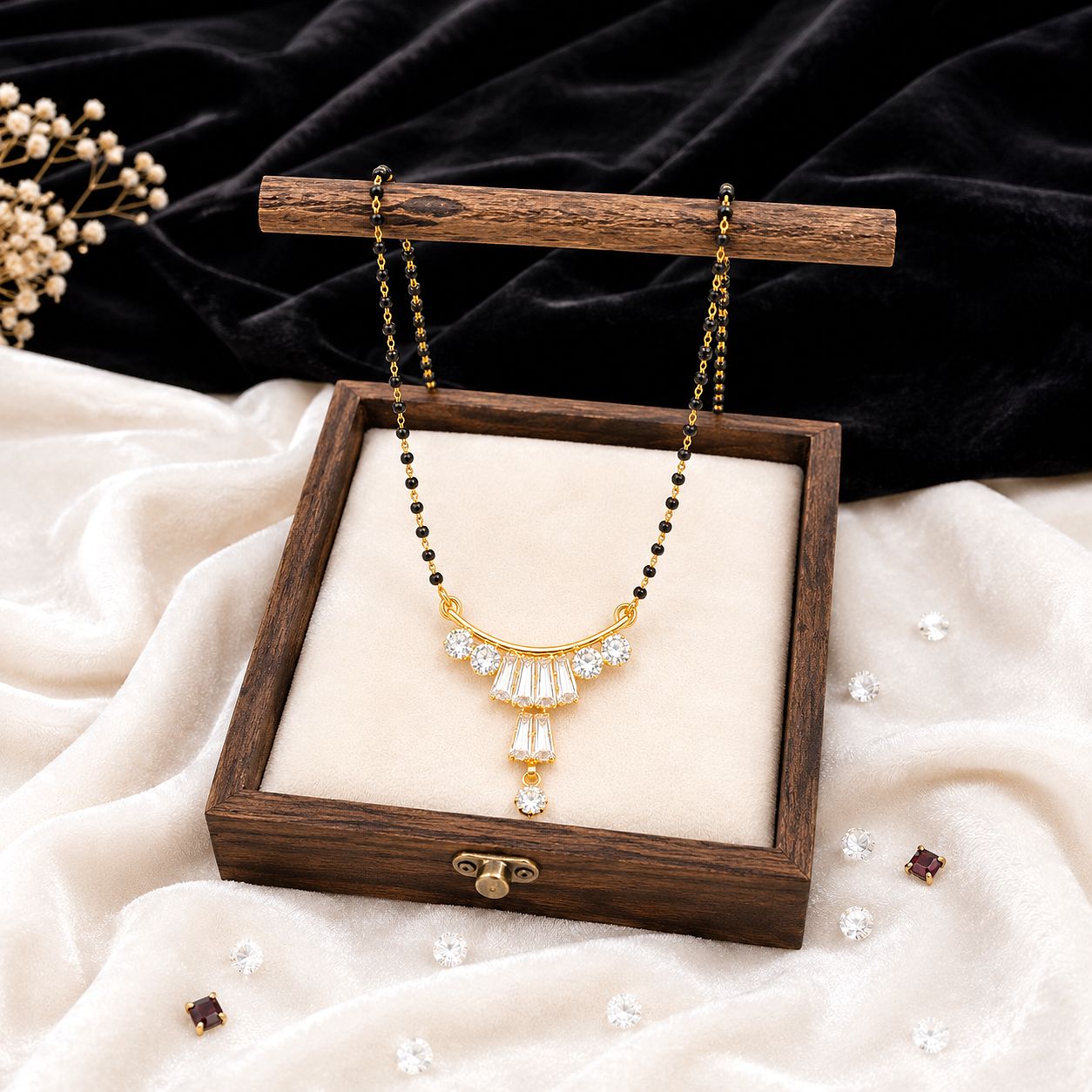 Raannii Mangalsutra Gold Plated American Diamond Pendant Mangalsutra for Women