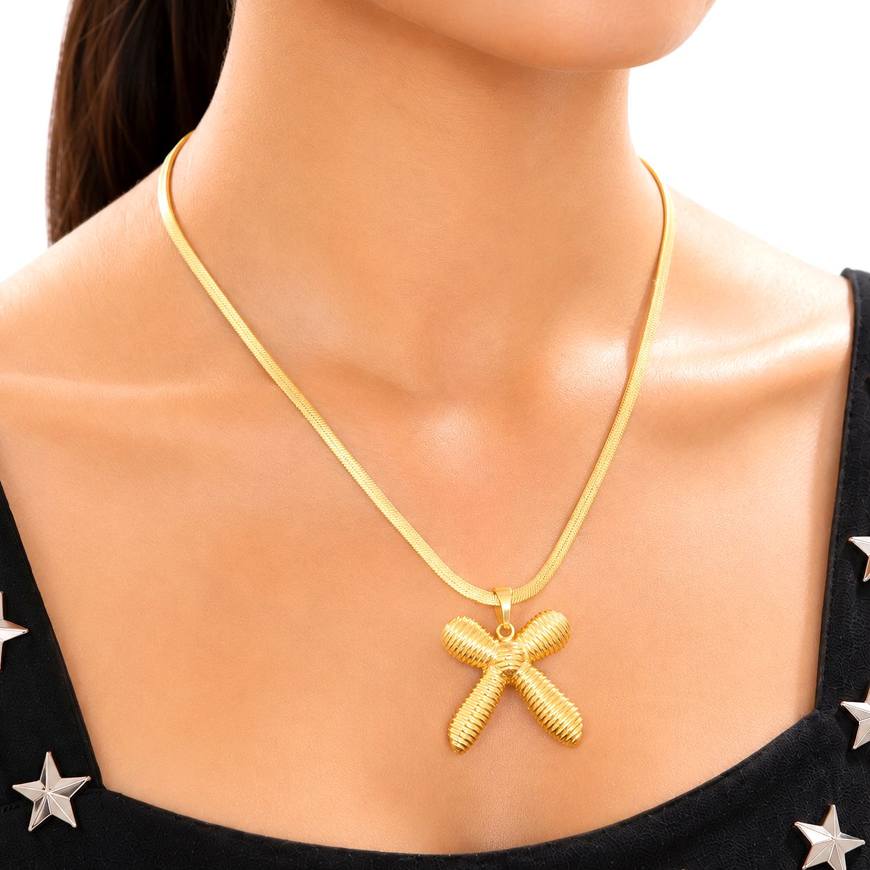 Raannii - Gold Plated Cross Pendant Necklace Set for Women