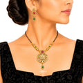 Raannii Necklace - Traditional Gold Plated Mangalsutra Necklace Set with Peacock Pendant & Matching earrings
