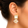Raannii Pearl Drop Square Stud Earrings (Elegant Minimal Design)