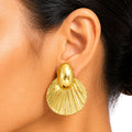 Raannii Gold Fan Statement Earrings (Luxury Bold Design)