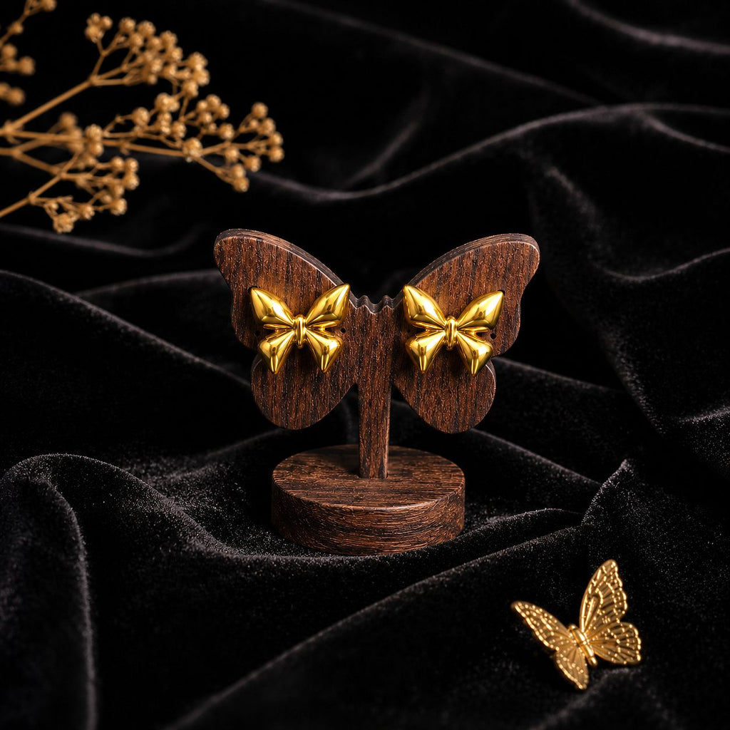 Raannii Gold Butterfly Stud Earrings (Minimal Luxe Design)