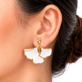 White Ginkgo Leaf Earrings for Women | Luxury Statement Earrings