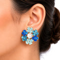 Blue Floral Pearl Earrings for Women | Luxury Statement Earrings